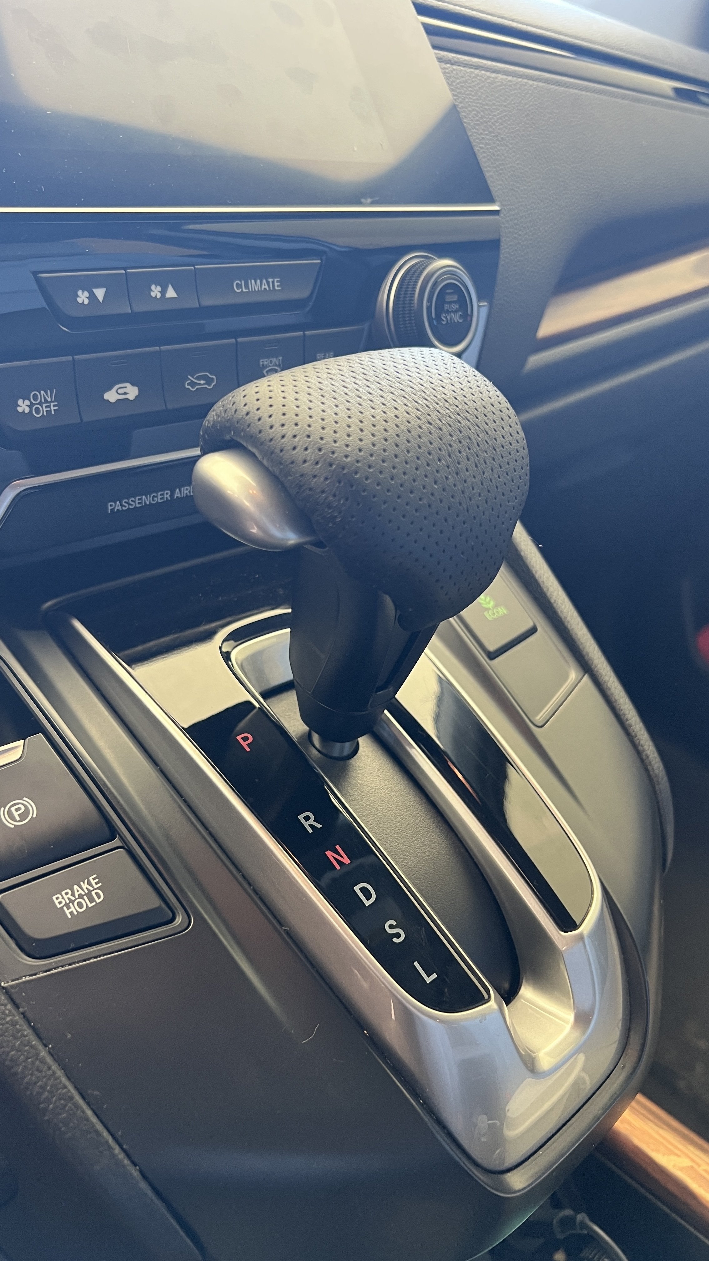 Perforated Leather Shift Knob cover prototype